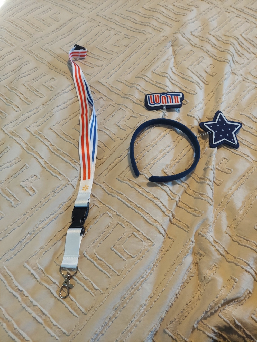 Patriotic Red White & Blue Lanyard with Walmart Spark & Star Headband Set